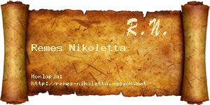 Remes Nikoletta névjegykártya